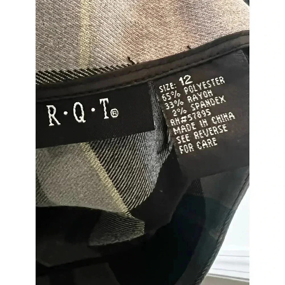 R.Q.T. Pencil skirt turquoise grey plaid size 12 - Picture 2 of 5